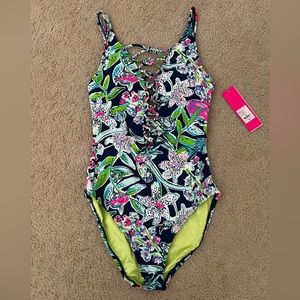 NWT Lilly Pulitzer Isle Lattice Sway This Way Swimsuit 4